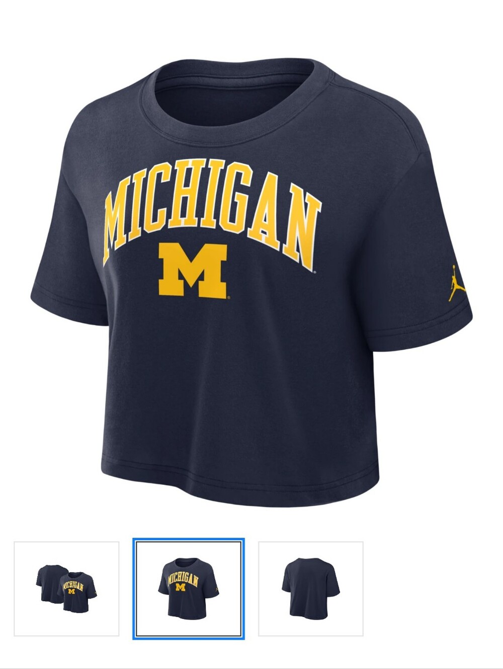 Michigan Wolverines Jordan Brand Women's Arch Crop T-Shirt - Navy